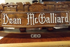 CEO Deano McGalliard's nameplate